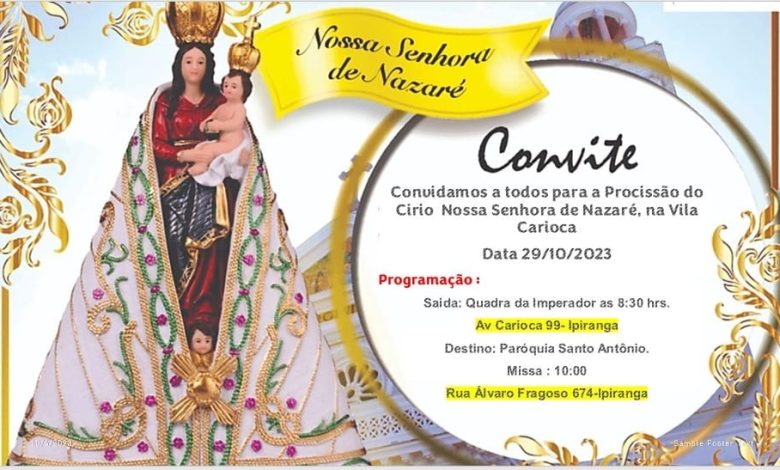 Vila Carioca terá procissão para Nossa Senhora de Nazaré
